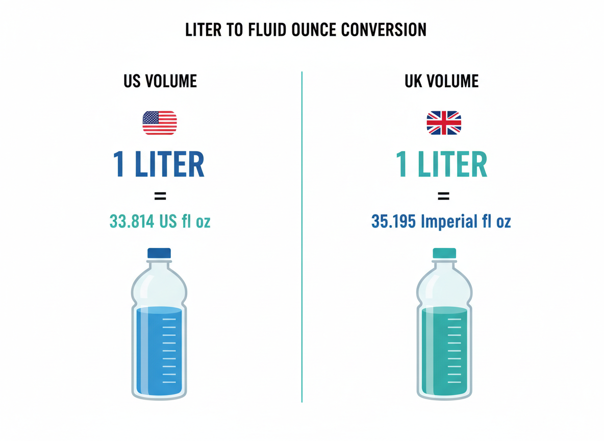 1 Liter to Fluid Ounces: US vs Imperial Measurements