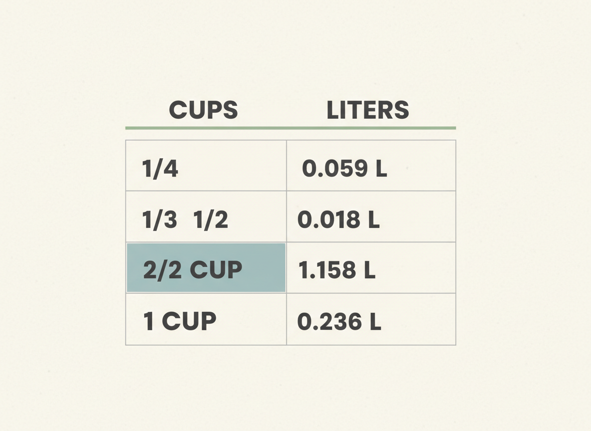 Quick Reference: Common Cup to Litre Conversions