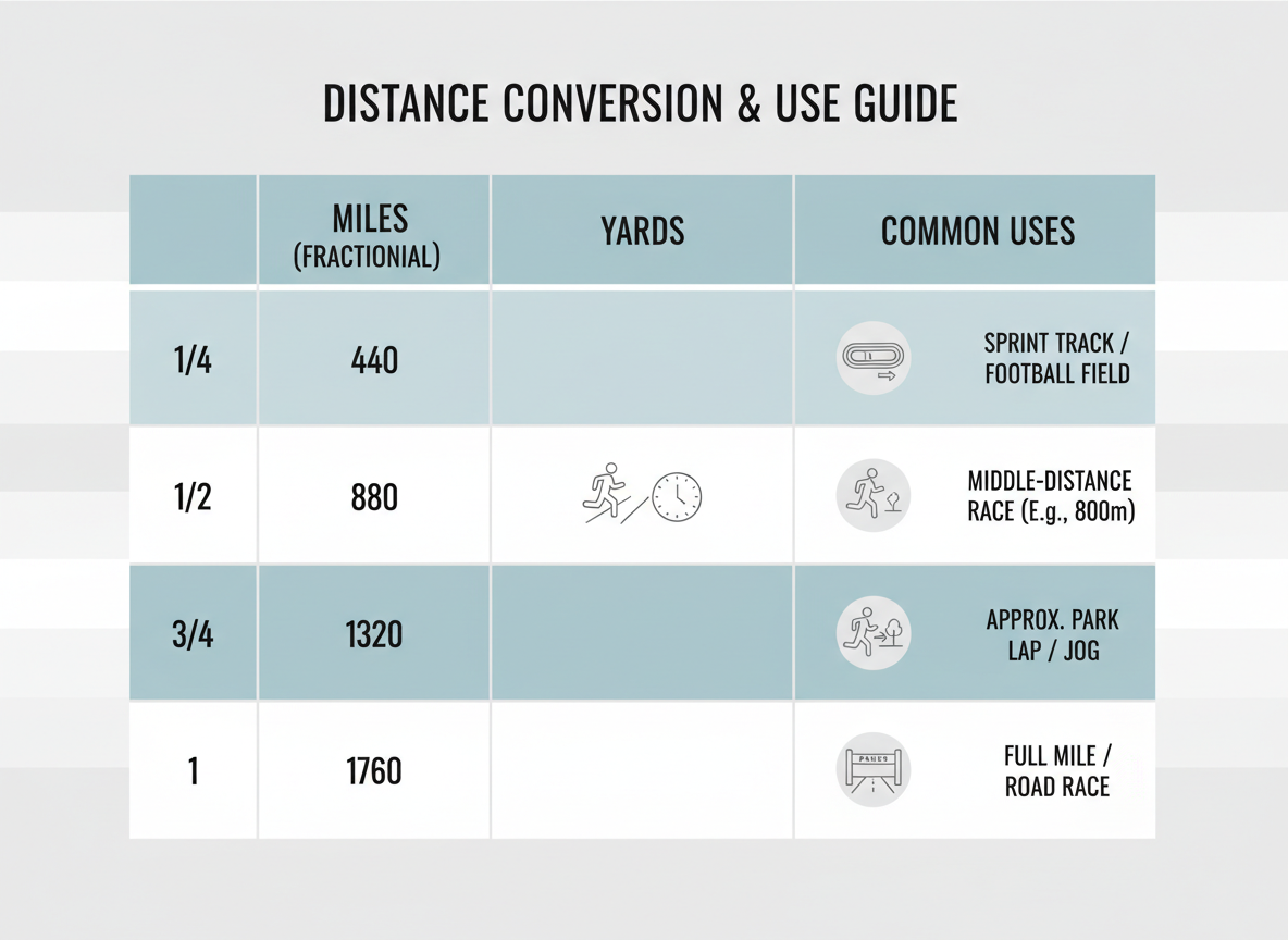 Common Fractional Mile Conversions to Yards